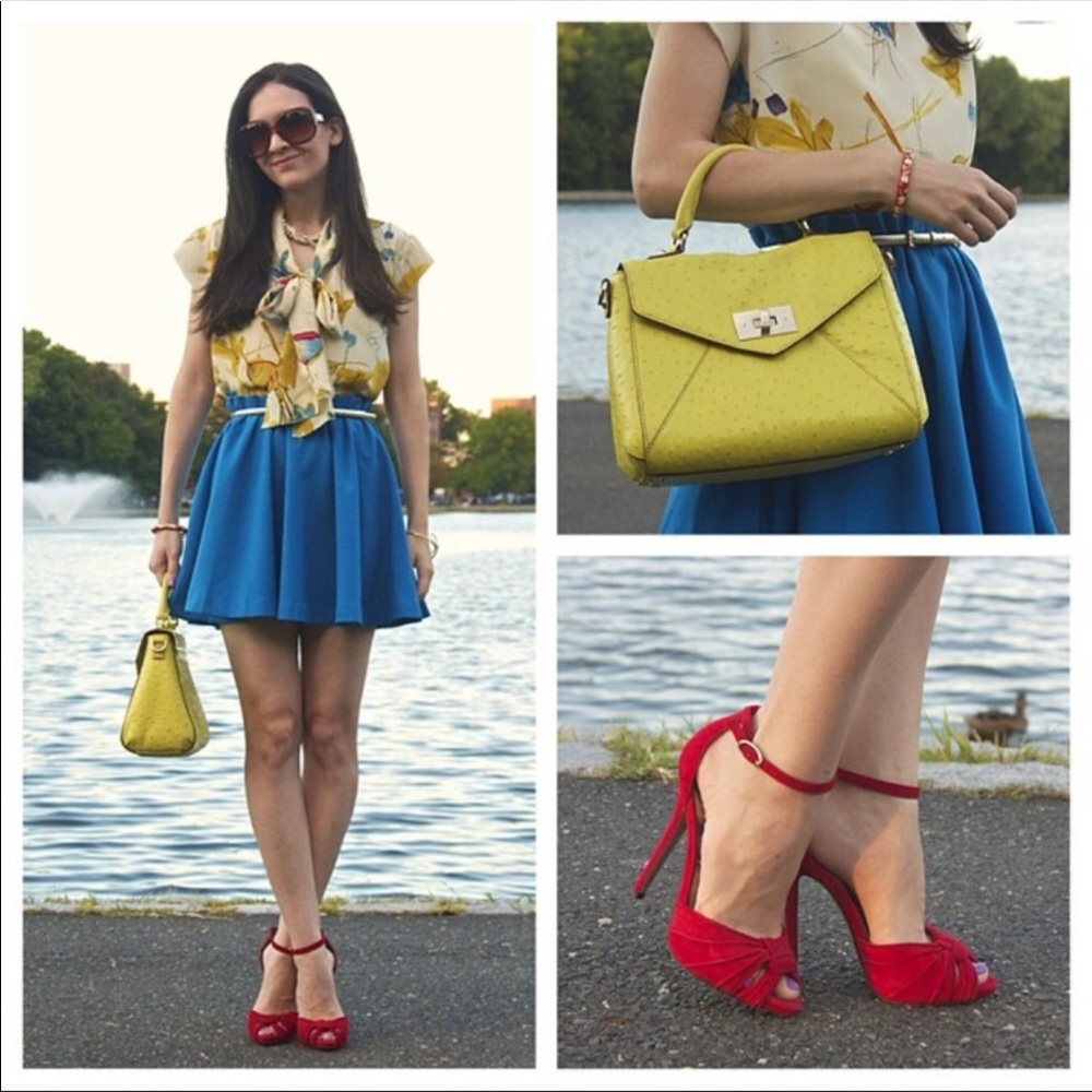 Sam Edelman Red Suede Ankle Strap Pumps